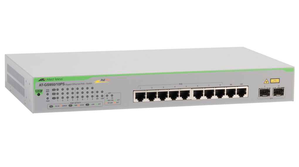 AT-GS950/10PS V2-50 | Allied Telesis PoE Switch, Unmanaged, 1Gbps